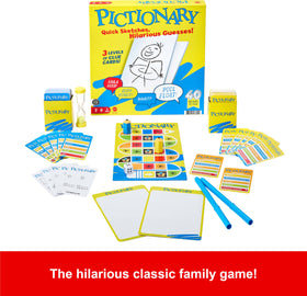 Mattel Games Pictionary team guessing during an all-play round for fast laughter.