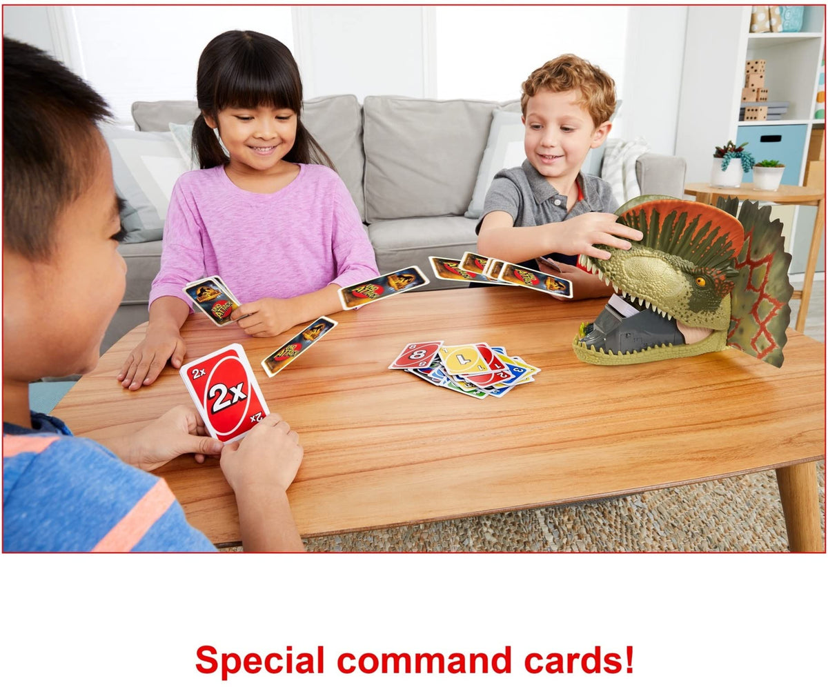 Mattel Games UNO Attack Jurassic World Dominion loading cards machine adds suspenseful play