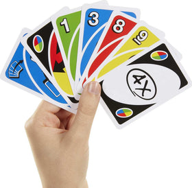UNO Attack Mega Hit cards with colorblind symbols for accessible play