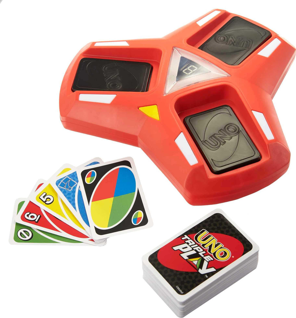 Mattel Games UNO Triple Play features 112 cards for varied game nights