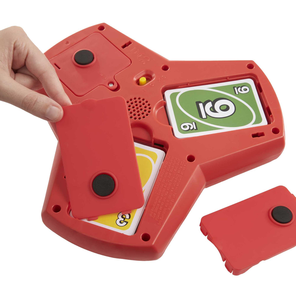 Mattel Games UNO Triple Play overload LED display indicates draw counts for twists