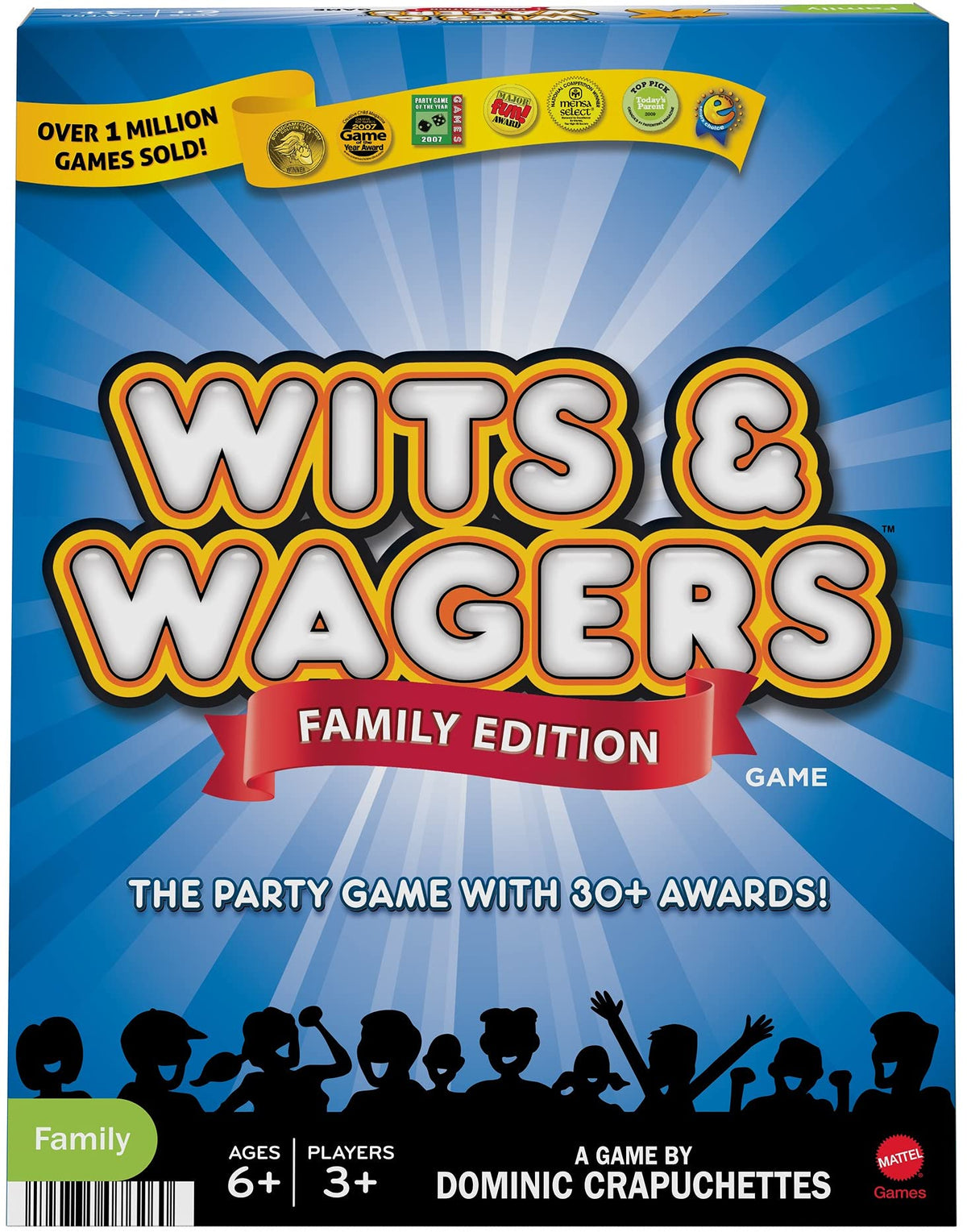 Mattel Games Wits & Wagers Family Edition question cards for playful prompts