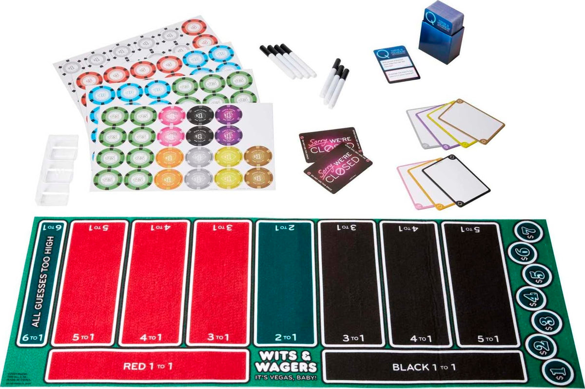 Mattel Games Wits & Wagers Vegas Edition group play in action during social night