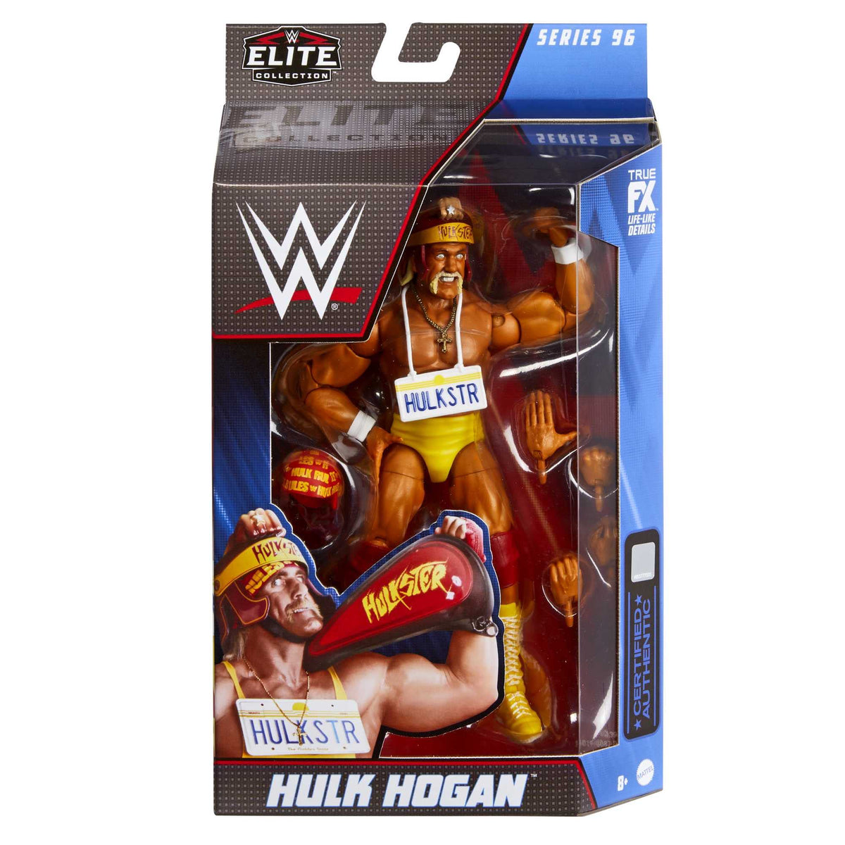 Shelf-ready pose options for display or play with Hulk Hogan Elite figure.