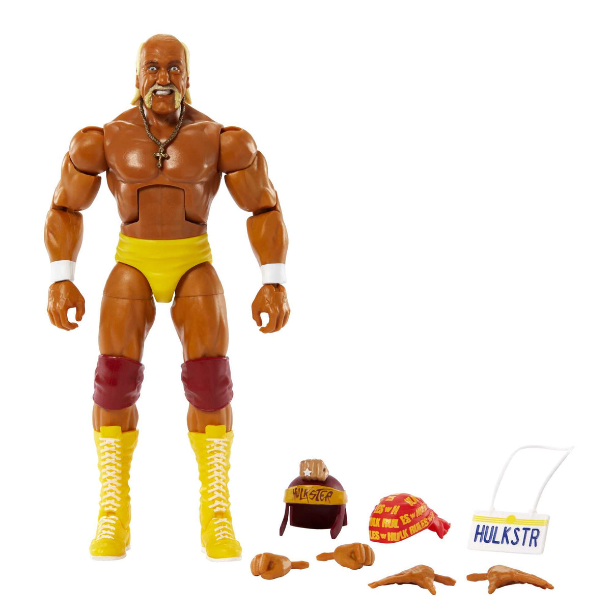 Mattel Hulk Hogan Elite figure front view for dynamic display and poseability.
