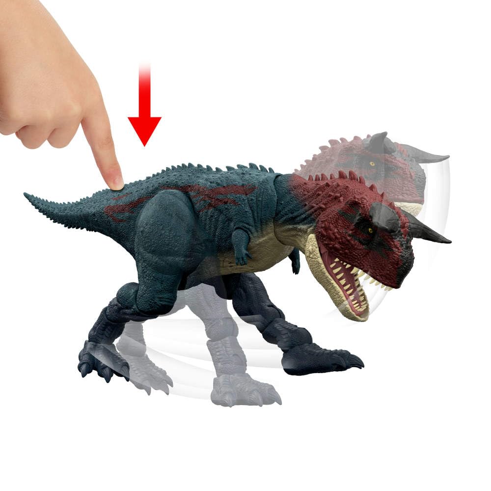 Mattel Jurassic World Carnotaurus detailed sculpt for authentic display and collection.