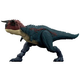 Mattel Jurassic World Carnotaurus foot scan code enables AR adventures in the app.