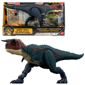 Mattel Jurassic World Carnotaurus running action for dynamic imaginative play.
