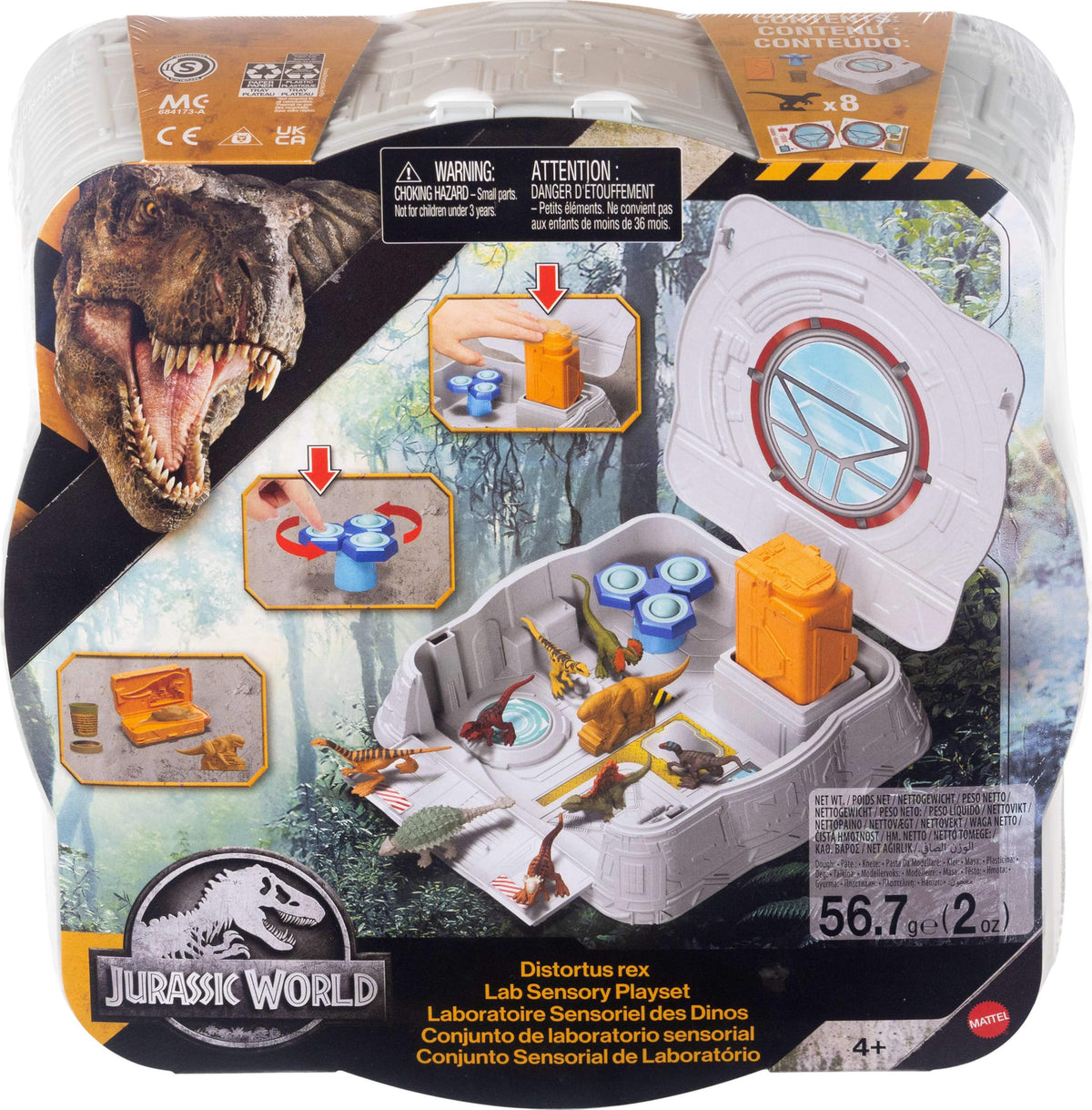 Mattel Distortus Rex Lab stickers customize the science-themed setup