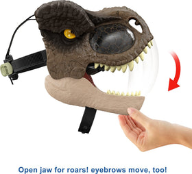 Mattel Jurassic World Dominion Chomp N Roar mask three roar levels for escalating thrills