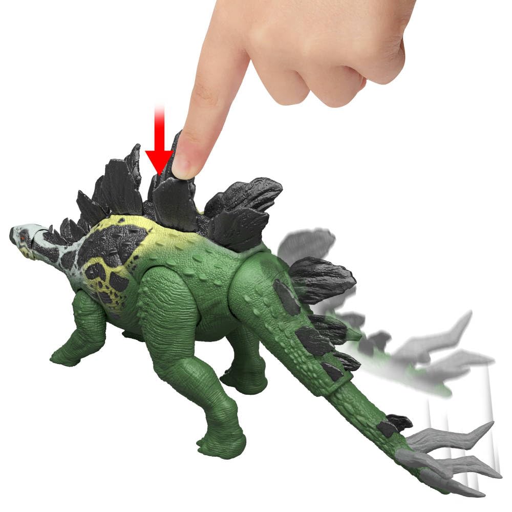 Mattel Jurassic World Gigantic Thrashers Stegosaurus authentic sculpting and textured deco for realism