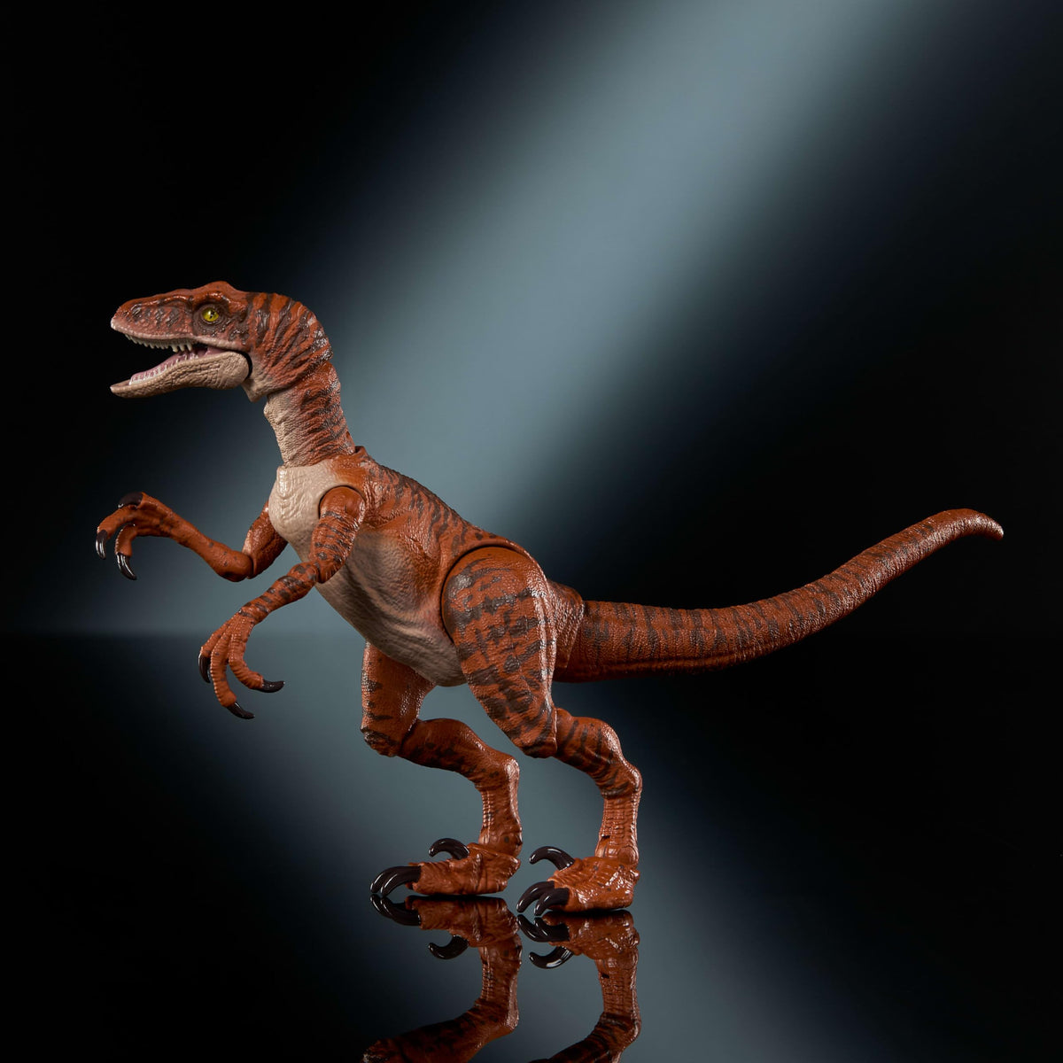 Mattel Jurassic World action figure sized 8.3 inches long for shelf displays.
