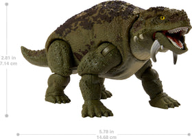 Mattel Jurassic World Hammond Scutosaurus articulated tail enables dynamic poses.