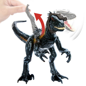 Tracking gear on Indoraptor hints AR-enabled adventures with the Jurassic World Facts App.