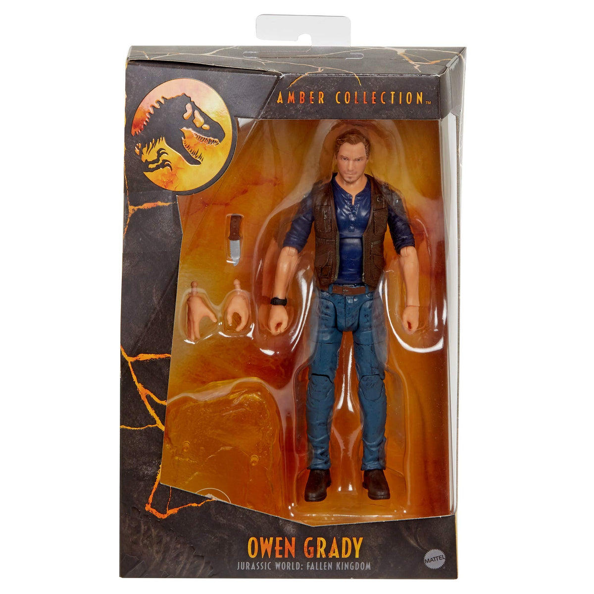 Jurassic World Owen Grady display stand keeps the figure secure on shelves