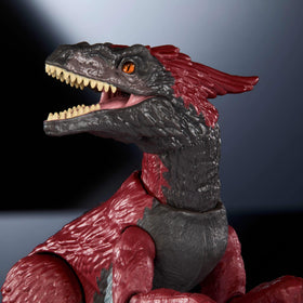 Mattel Jurassic World Pyroraptor with 14 articulated joints for versatile poses.