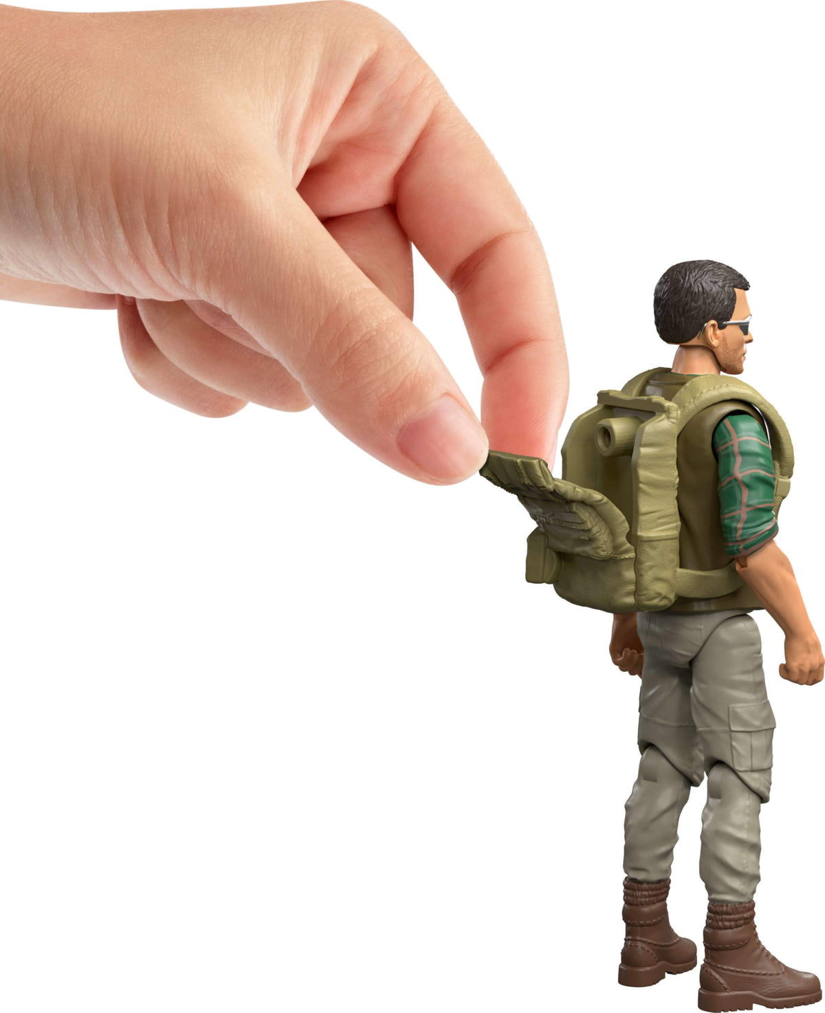 Mattel Jurassic World Rebirth accessory pack with backpack and stun prod for scenes.