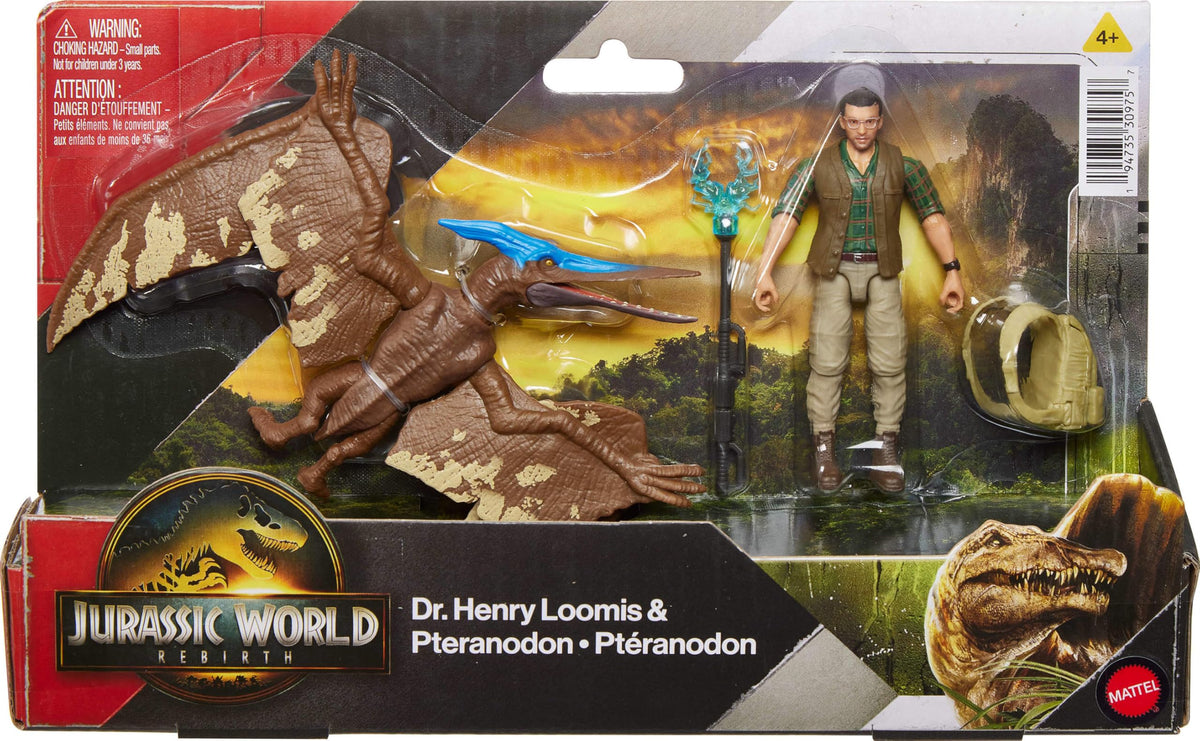 Mattel Jurassic World Rebirth figure pack supports AR-enabled adventures on compatible devices.