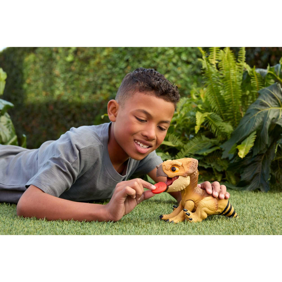 Mattel Jurassic World Rebirth Dolores responds to gentle petting with calming cues