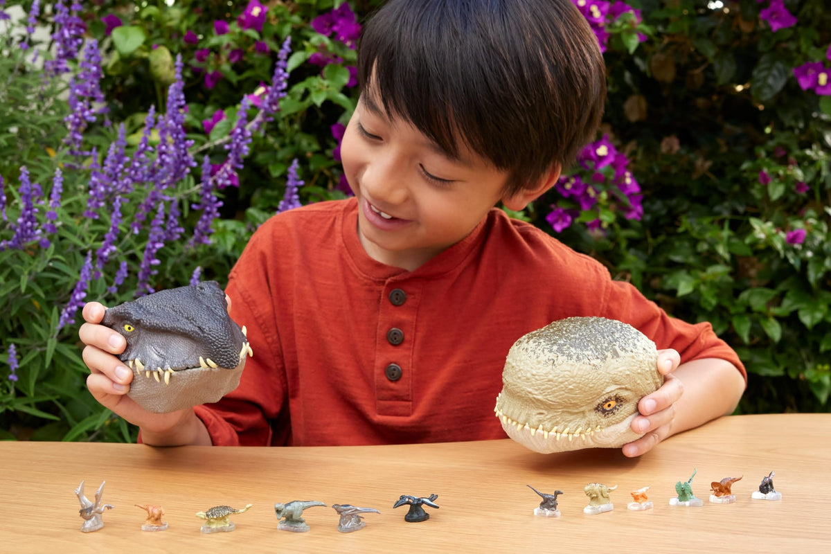 Mattel Jurassic World Rebirth micro-figures interact with three features across the playset.