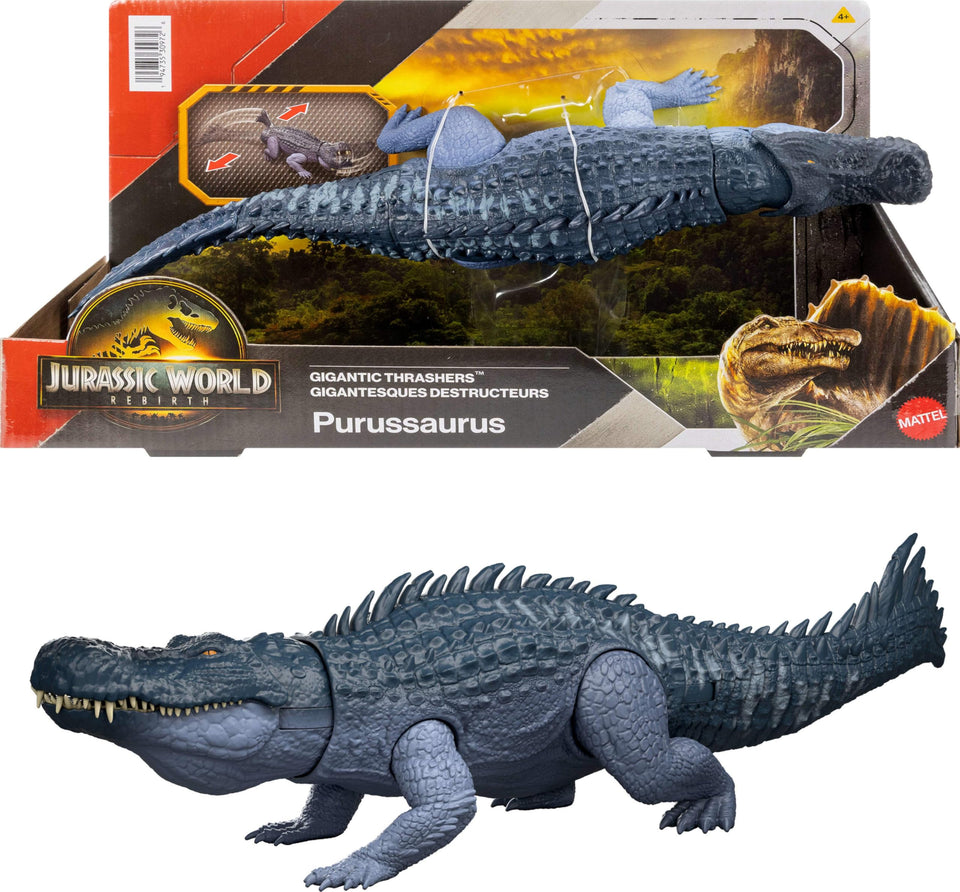 Mattel Jurassic World Rebirth Purussaurus figure, colossal size ideal for display and imaginative play.