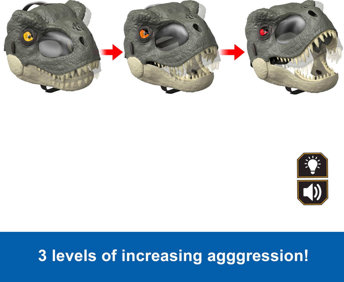 Mattel Rebirth T-Rex mask adjustable strap ensures secure, comfortable wear