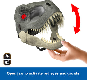 Mattel Jurassic World mask with open jaw roar for dramatic costume moments