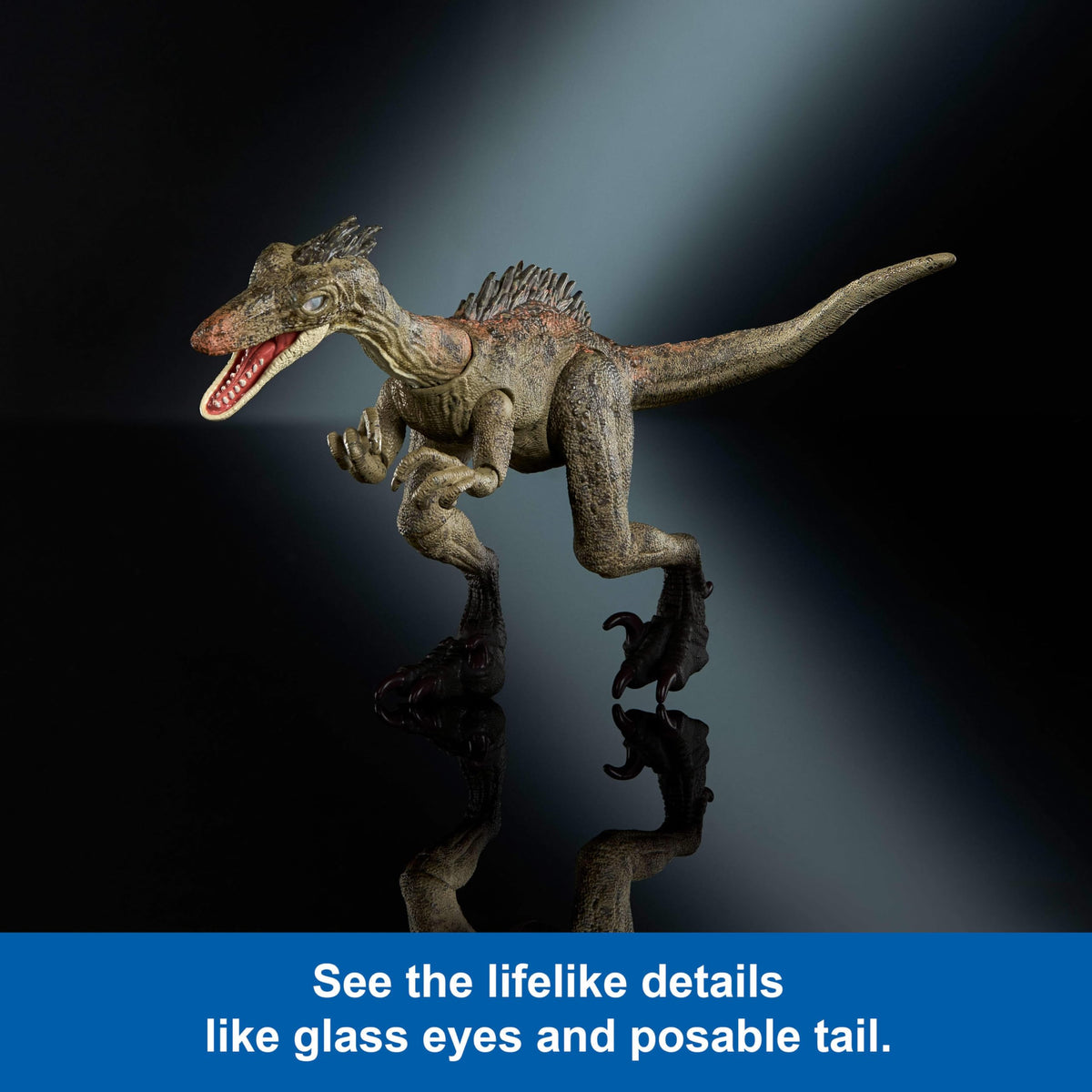 Mattel Jurassic World Troodon figure length 7.4 inches for compact collections.
