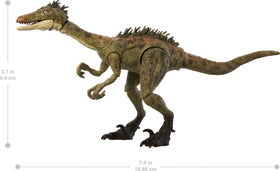 Mattel Jurassic World Troodon figure with posable tail for action dioramas.
