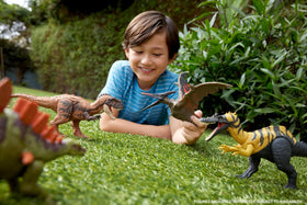 Mattel Jurassic World Wild Roar tail-attack action ready for dynamic battles.