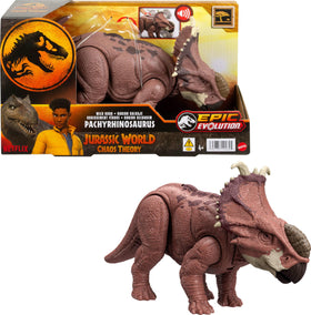 Mattel Jurassic World Wild Roar Pachyrhinosaurus front view for dramatic display