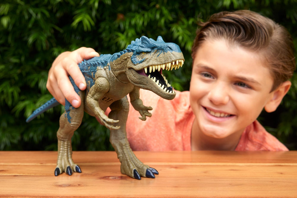 Mattel Jurassic World Allosaurus continuous chomp motion enhances interactive play