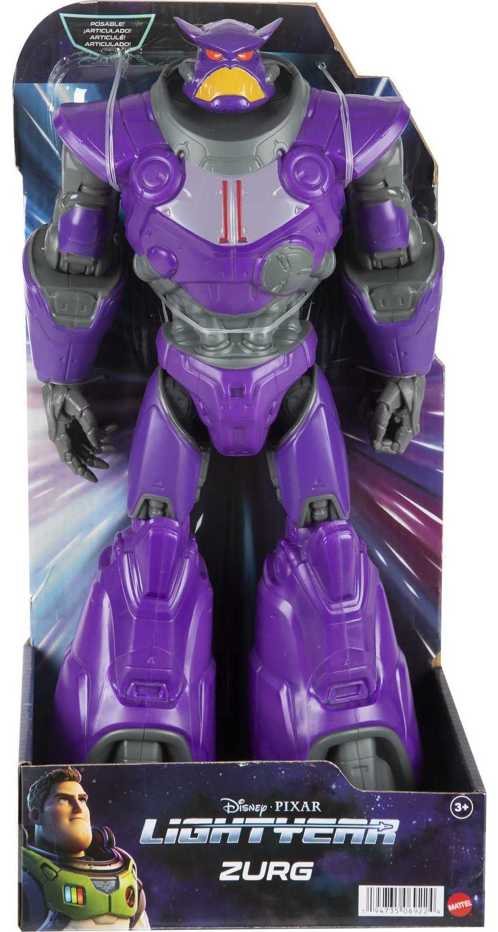 Mattel Lightyear Zurg scale comparison with standard figures for size reference.