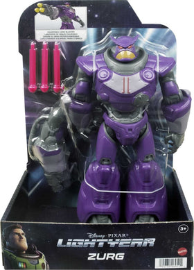 Mattel Lightyear Zurg with vehicle display set enhances play scenes.