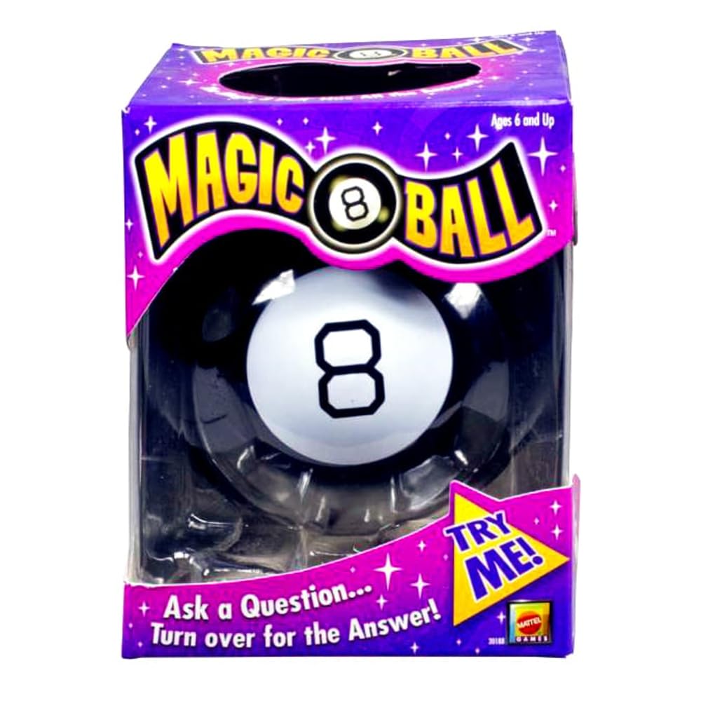 Mattel Magic 8 Ball displays answer window for quick guidance.