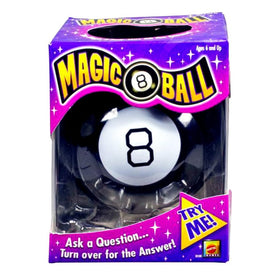 Mattel Magic 8 Ball displays answer window for quick guidance.