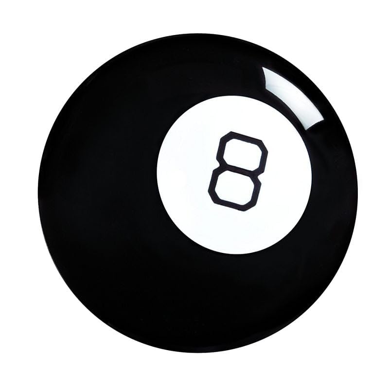 Mattel Magic 8 Ball held in hand for instant entertainment.