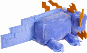 Mattel Minecraft blue axolotl plush wearing iconic costume for recognition.