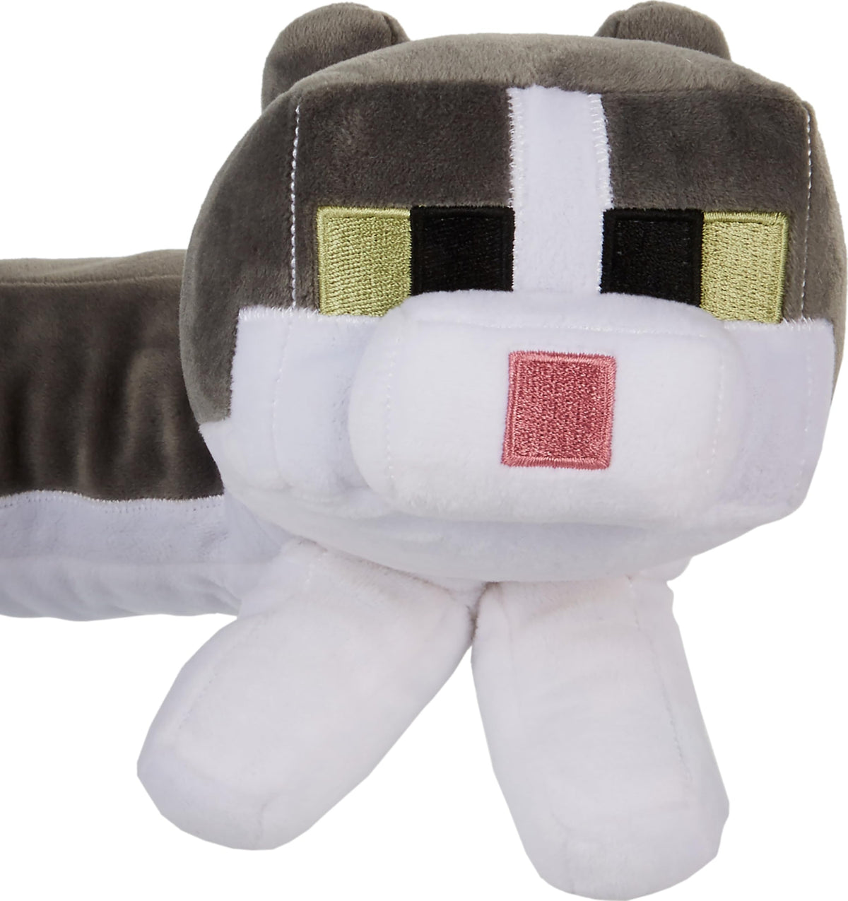 Mattel Minecraft cat plush closeup showing soft fabric quality