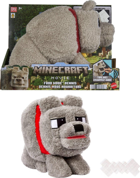 Mattel Minecraft Dennis Wolf plush with soft fur for cozy play.