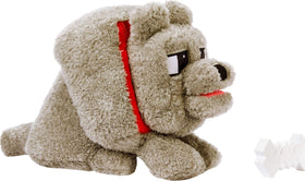 Dennis Wolf plush emits growl and woof sounds during feeding.