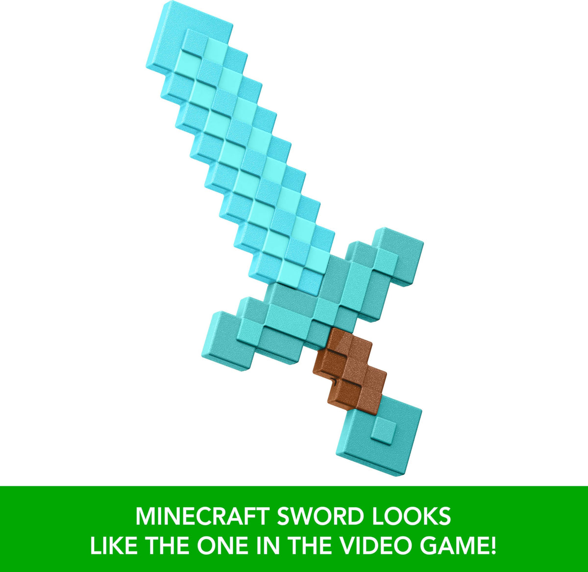 Mattel Minecraft Diamond Sword design mirrors the game's pixelated style.