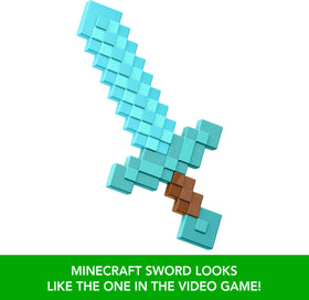 Mattel Minecraft Diamond Sword design mirrors the game's pixelated style.