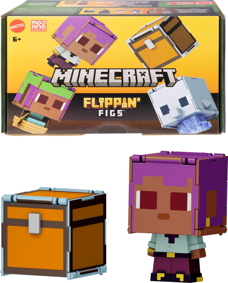 Mattel Minecraft Flippin' Figs Efe Sailboat flip for imaginative play.