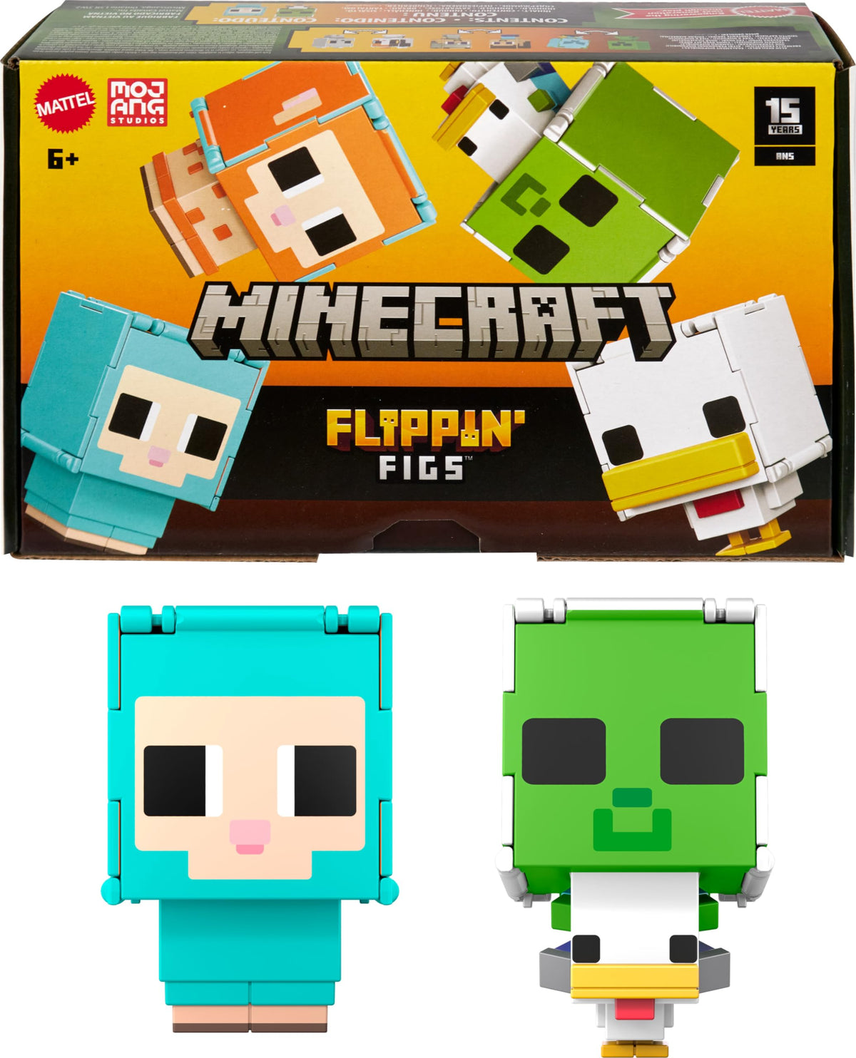 Mattel Minecraft Flippin' Figs Sheep figure with 2-in-1 transform for versatile play.