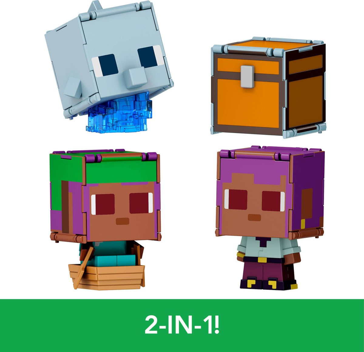 Mattel Minecraft Flippin' Figs two-figures design boosts creative storytelling sessions.