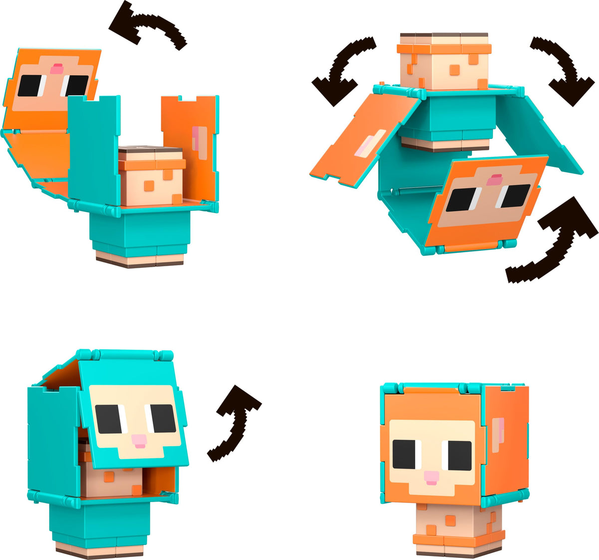 Mattel Minecraft Flippin' Figs Zombie Chicken Jockey shows new form in seconds.