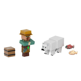 Bright pixel-art style Mattel Minecraft gift set