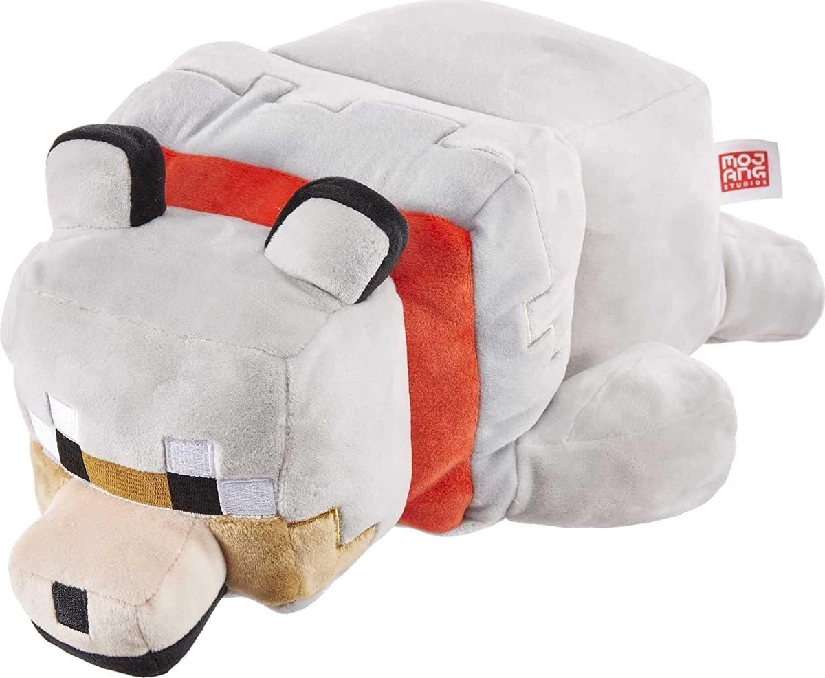 Mattel Minecraft plush bean-weighted legs emphasize floppy feel for cuddly play.