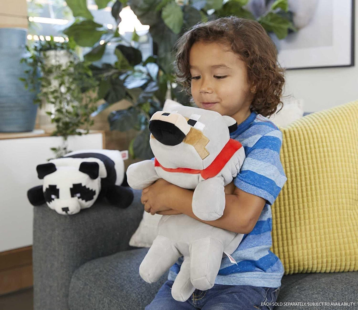 Mattel Minecraft plush shows stretchy fabric for tactile fun and flexible posing.